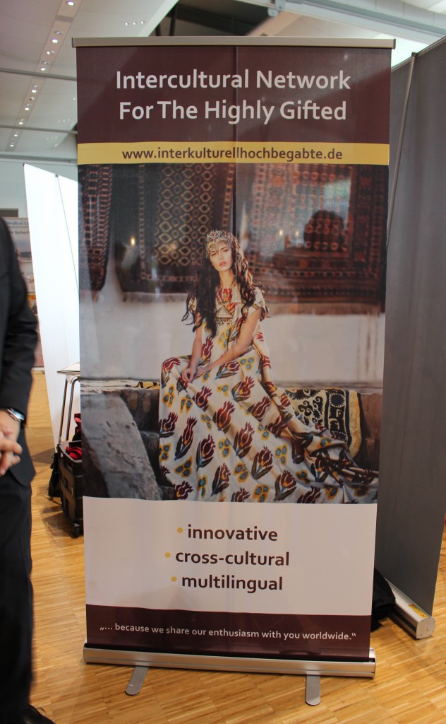 FRANKFURT, GERMANY – MAY 04, 2019: Impressions from the stand of the Intercultural Network For The Highly Gifted at Europe’s leading trade fair congress